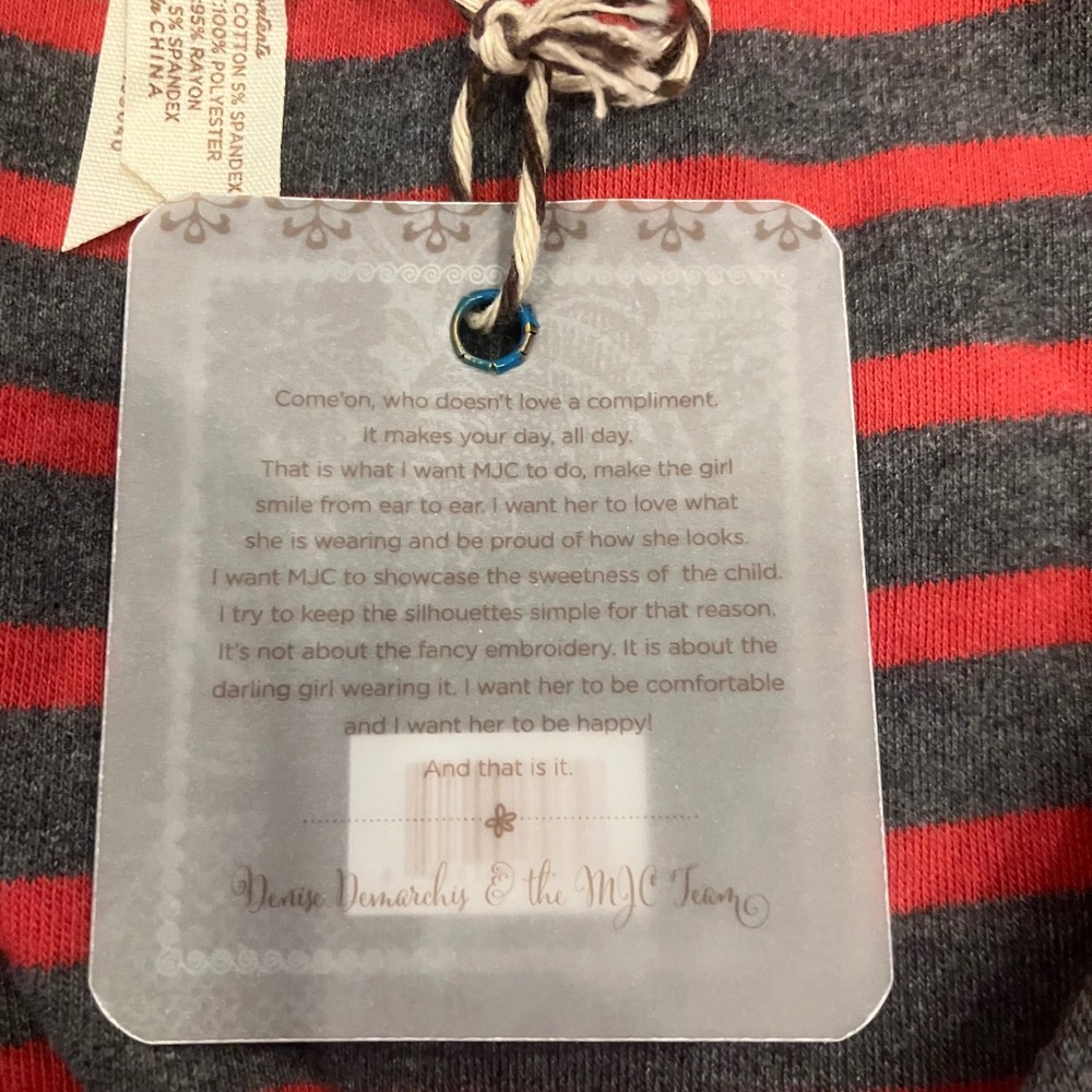 Matilda Jane T'was the Night Red Grey Striped Tulle Mixed Media Dress Size M NEW - Picture 5 of 9